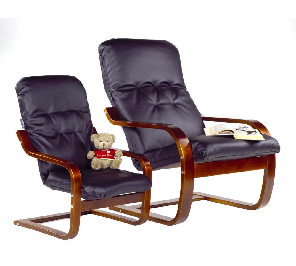 Детское кресло «Сайма Kids» Вишня/Экокожа Черная