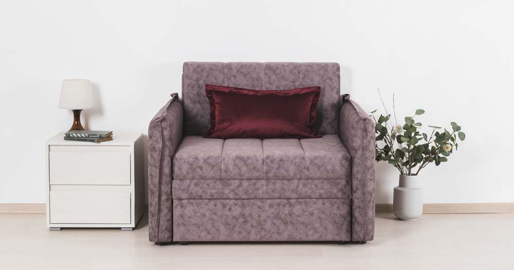 Кресло-кровать «Виола 85» ТД 231 Аляска ява (винный)/Силкшайн 52 (винный)