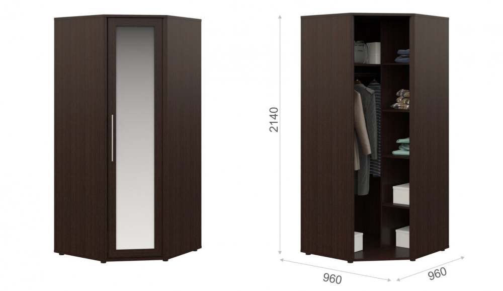 Шкаф угловой с зеркалом «Токио» Венге