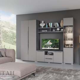 Гостиная «Уна Лофт 11» Черный ясень/Гляссе