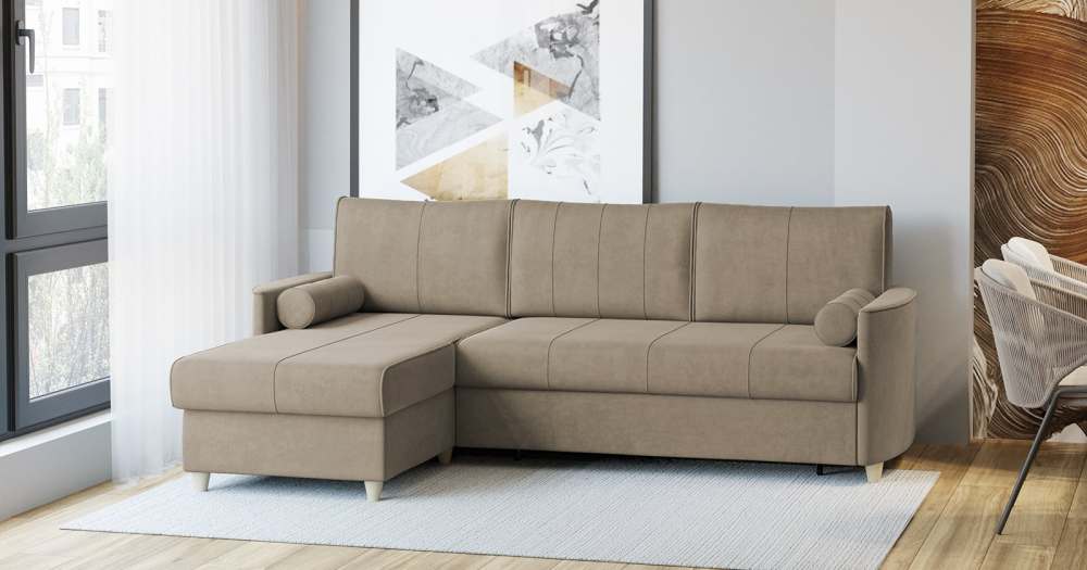 Диван-кровать угловой «Лора» ТД 327 Ультра беж песочный