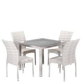 Обеденный комплект плетеной мебели «T257A» Y380-W85-90x90 4Pcs Latte