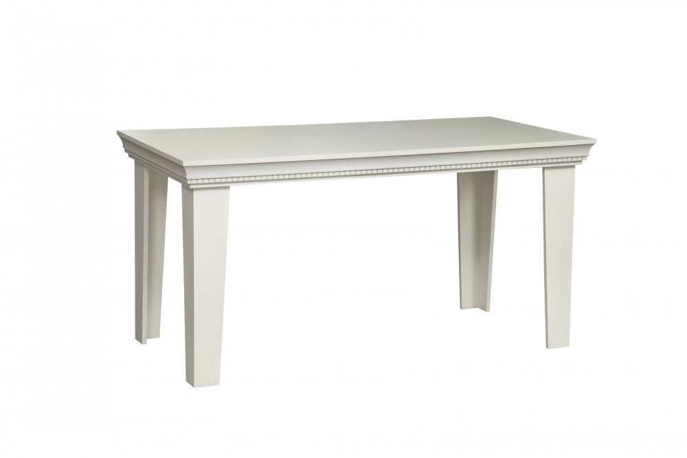 Стол обеденный 40.10 «Эльмира» Белый/Белая кожа патина