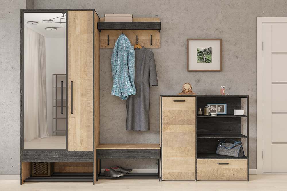 Вешалка 15.04 «Трувор» Дуб Гранж Песочный/Кромка Интра