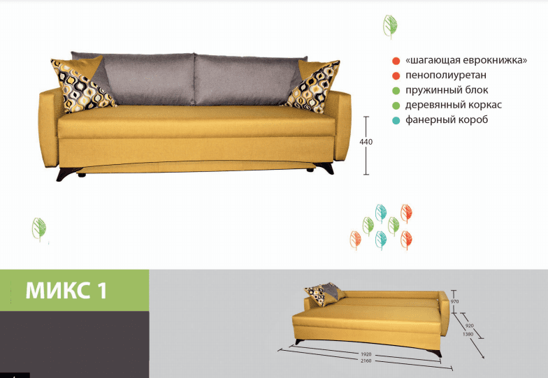 Размеры дивана