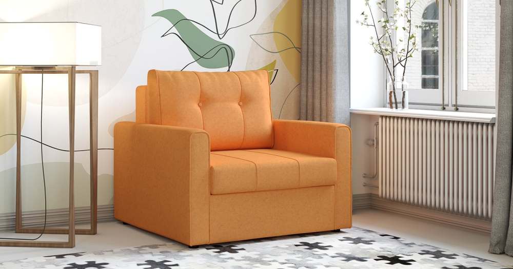 Кресло-кровать «Лео» ТК 346 Купер 12 жаккард тыквенный